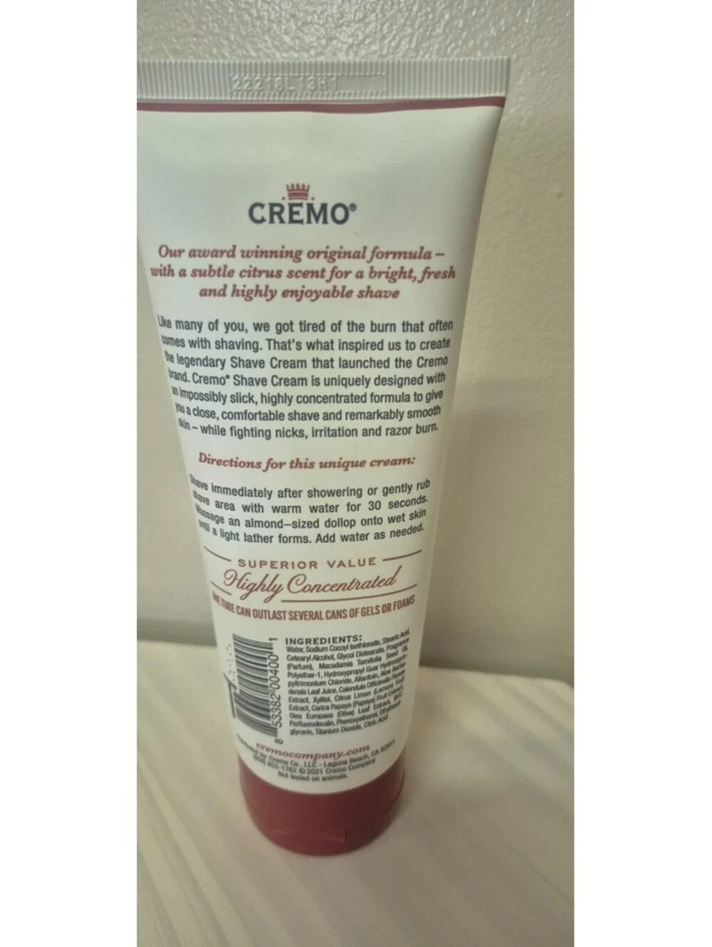 Lot of 3 Cremo Shave Cream Men's Original Formula Concentrated Classic 6 oz ea